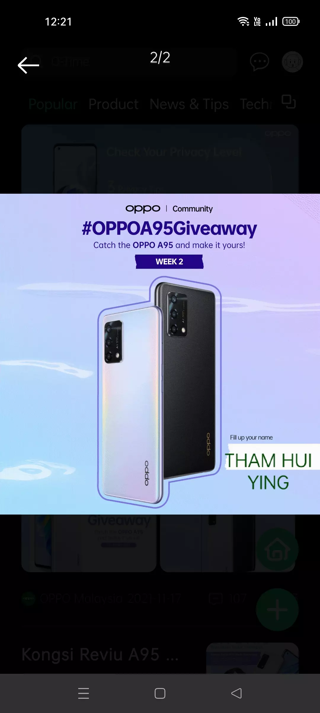 OPPO A95 GIVEAWAY