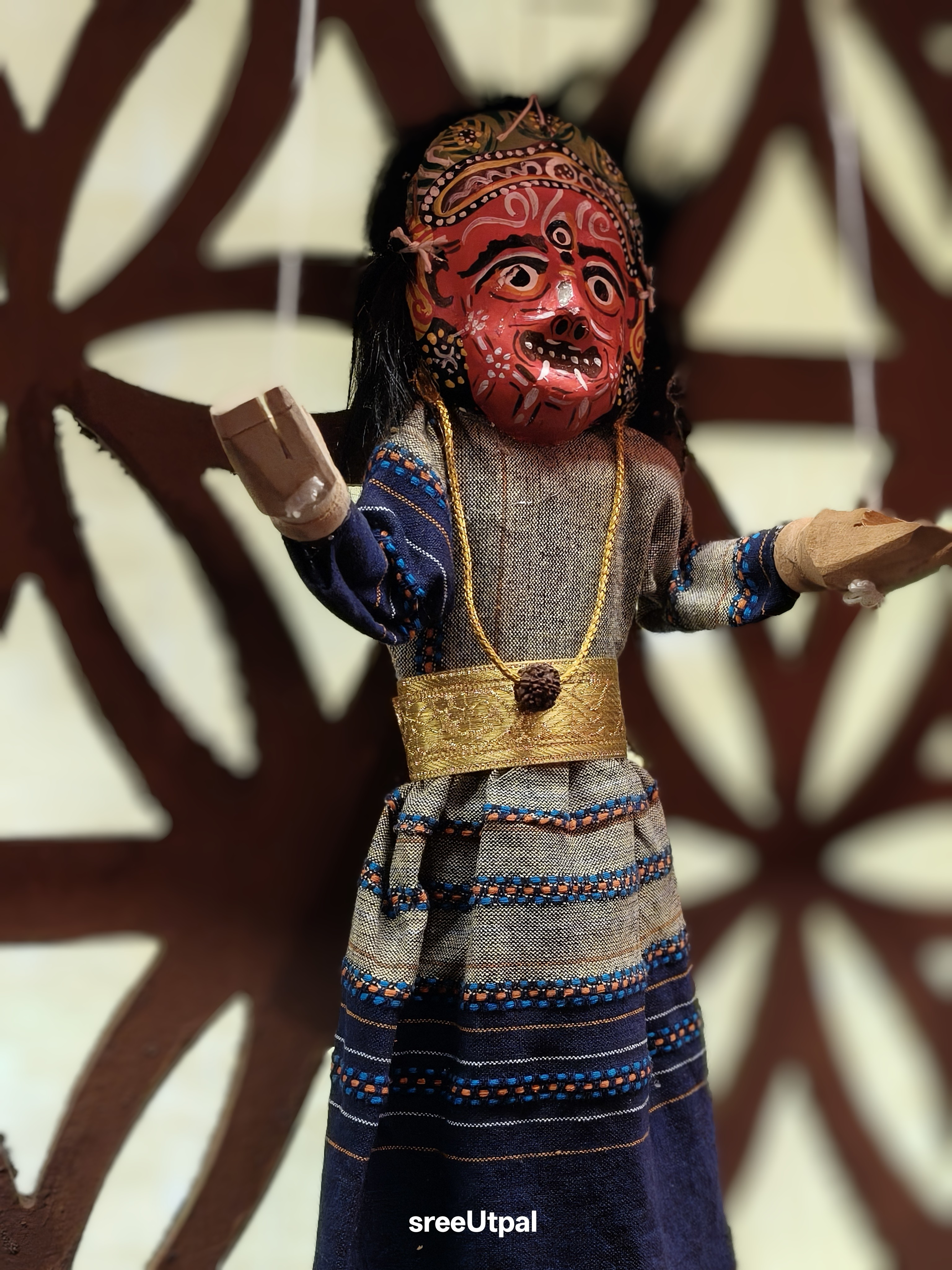 Puppet dolls hanging on a Durga Puja Pandal.Puppet dance is