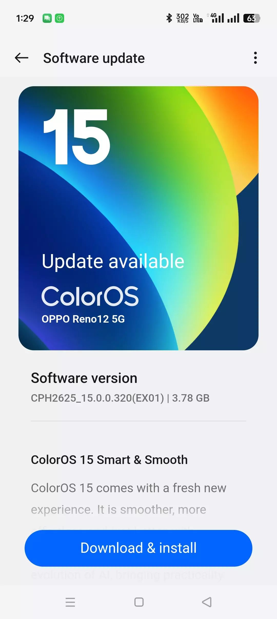 ColorOS 15 official version update in Pakistan