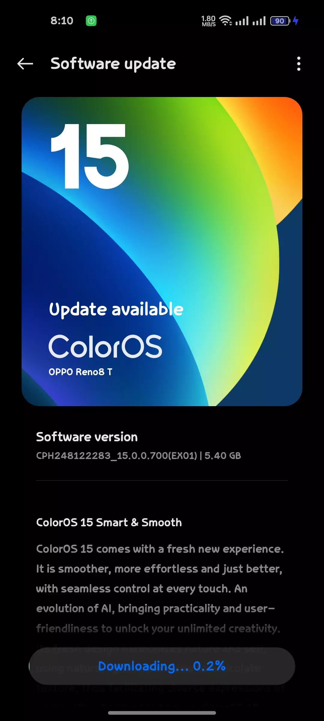After updating the Color Os 15 on Oppo Reno 8T 4g. Here are