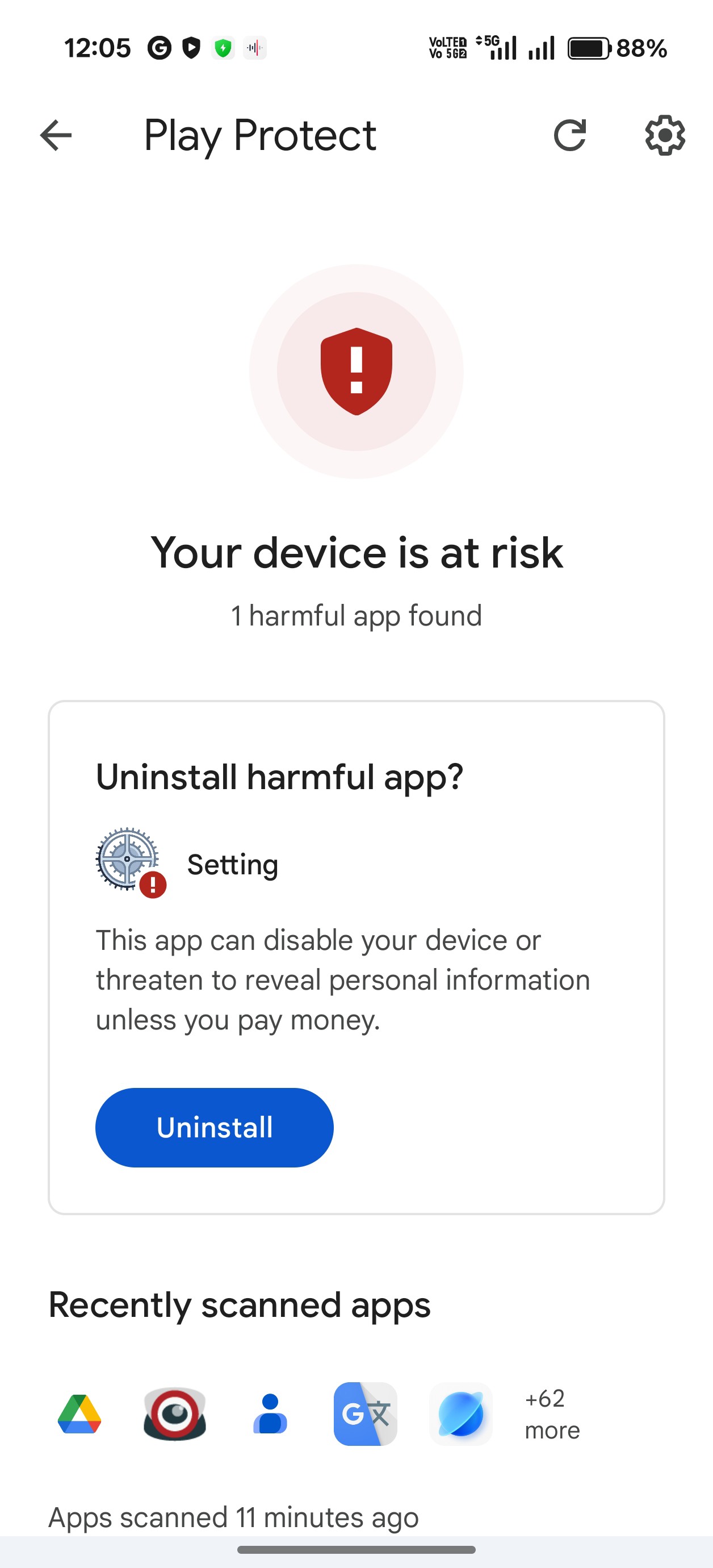 Play Protect bloque 1xBet APK — illustration Android 1