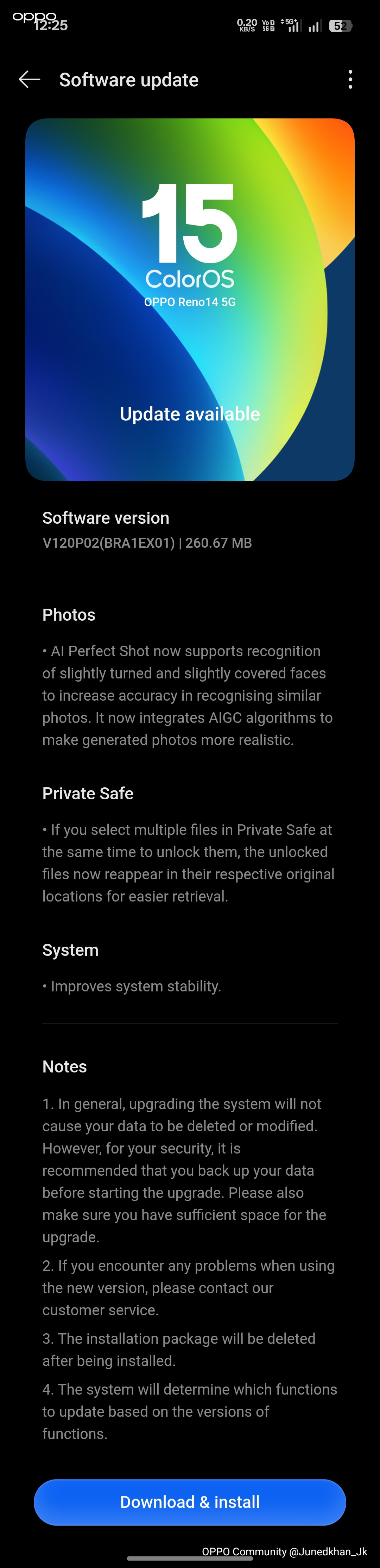 Oppo Reno 14 5G In New update ColorOs 15 And Change Version Code ...