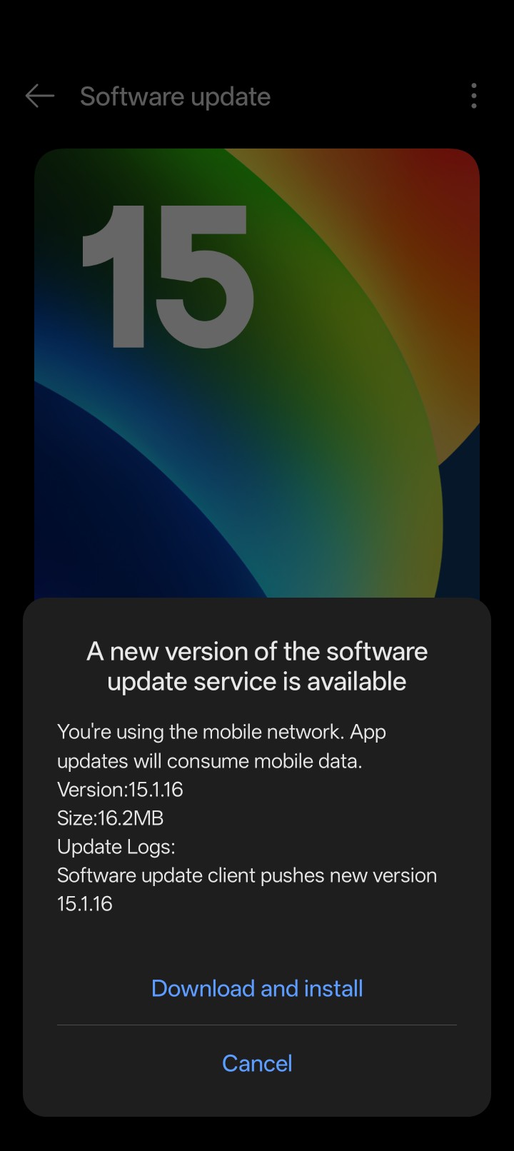 I received the new version of the software update service on