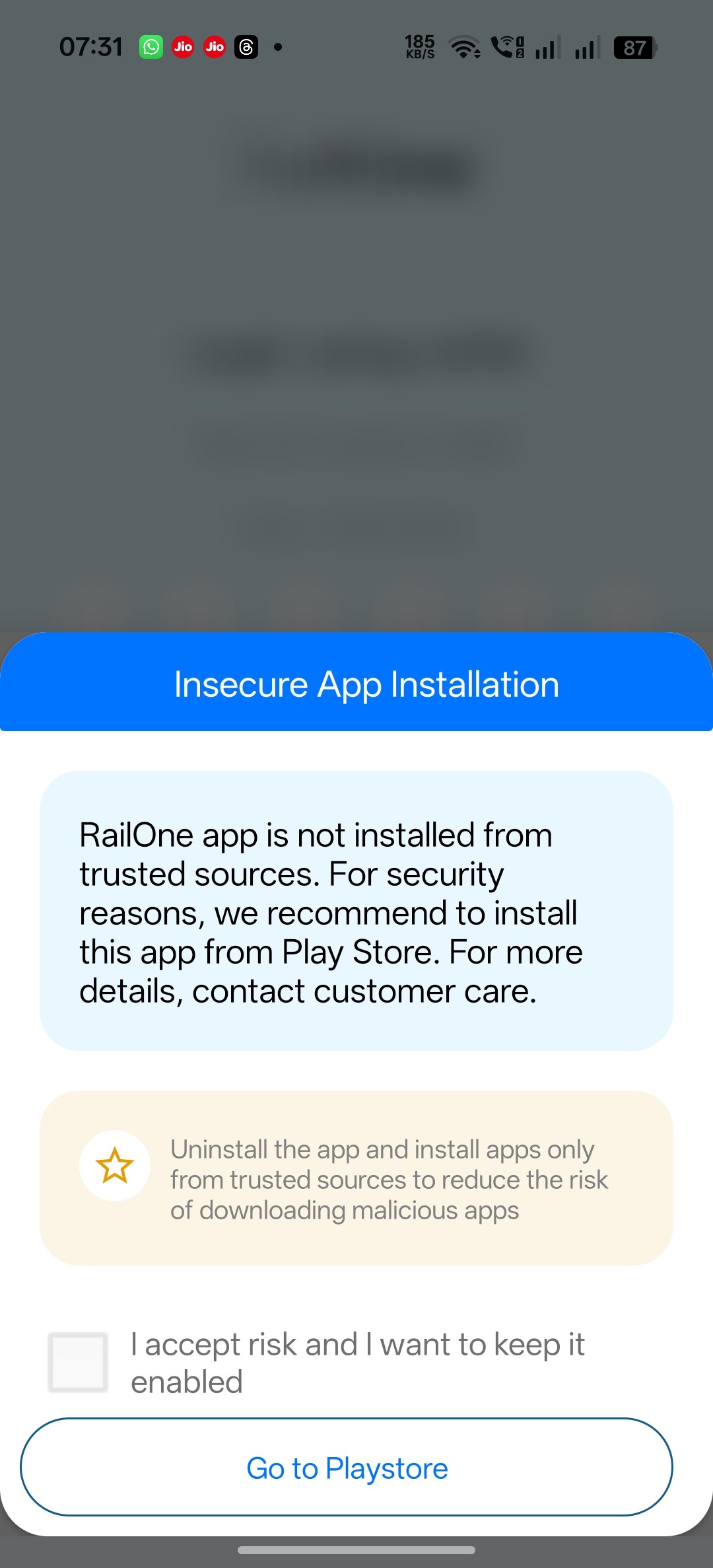 This was unexpected. After receiving an app update notificat