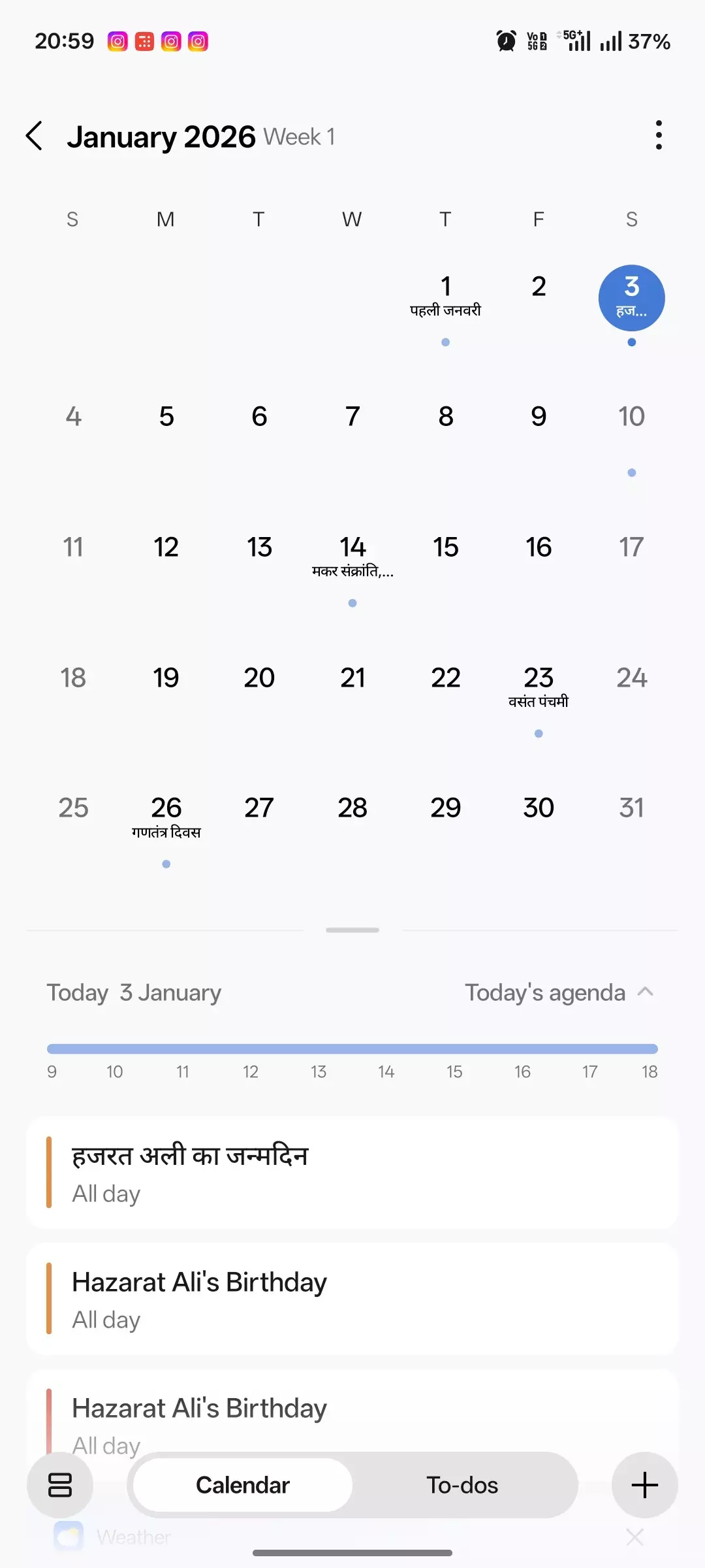 Changing of language in calendar