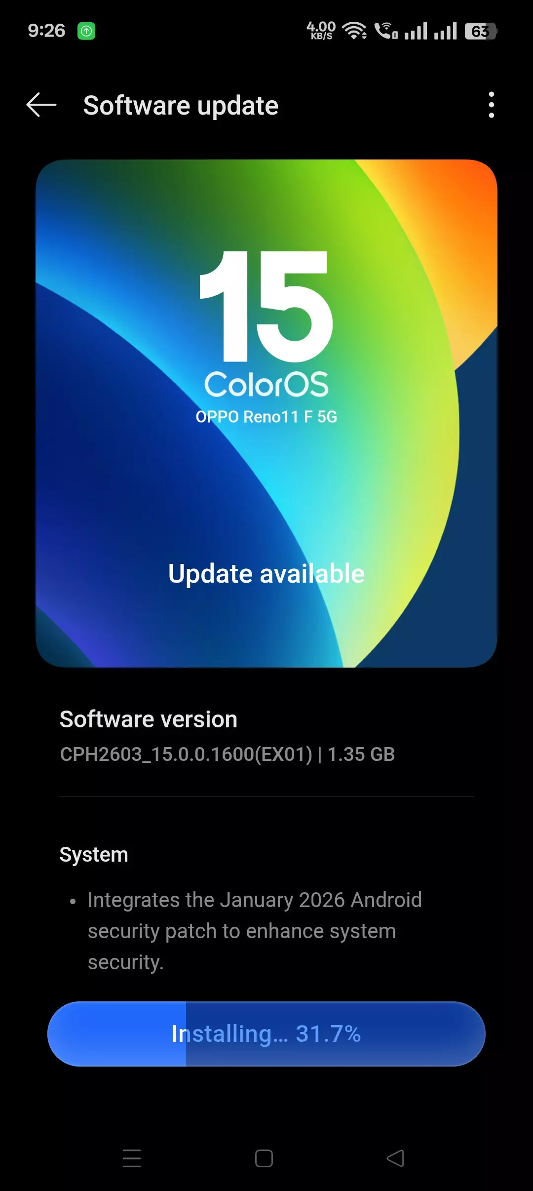 ColorOS 15 (Android Security Patch Jan 2026)