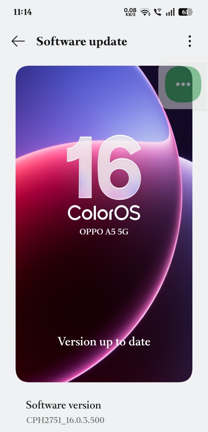 ColorOS 16 Software Update for Oppo A5 5G OPPO A5 5G All Mob