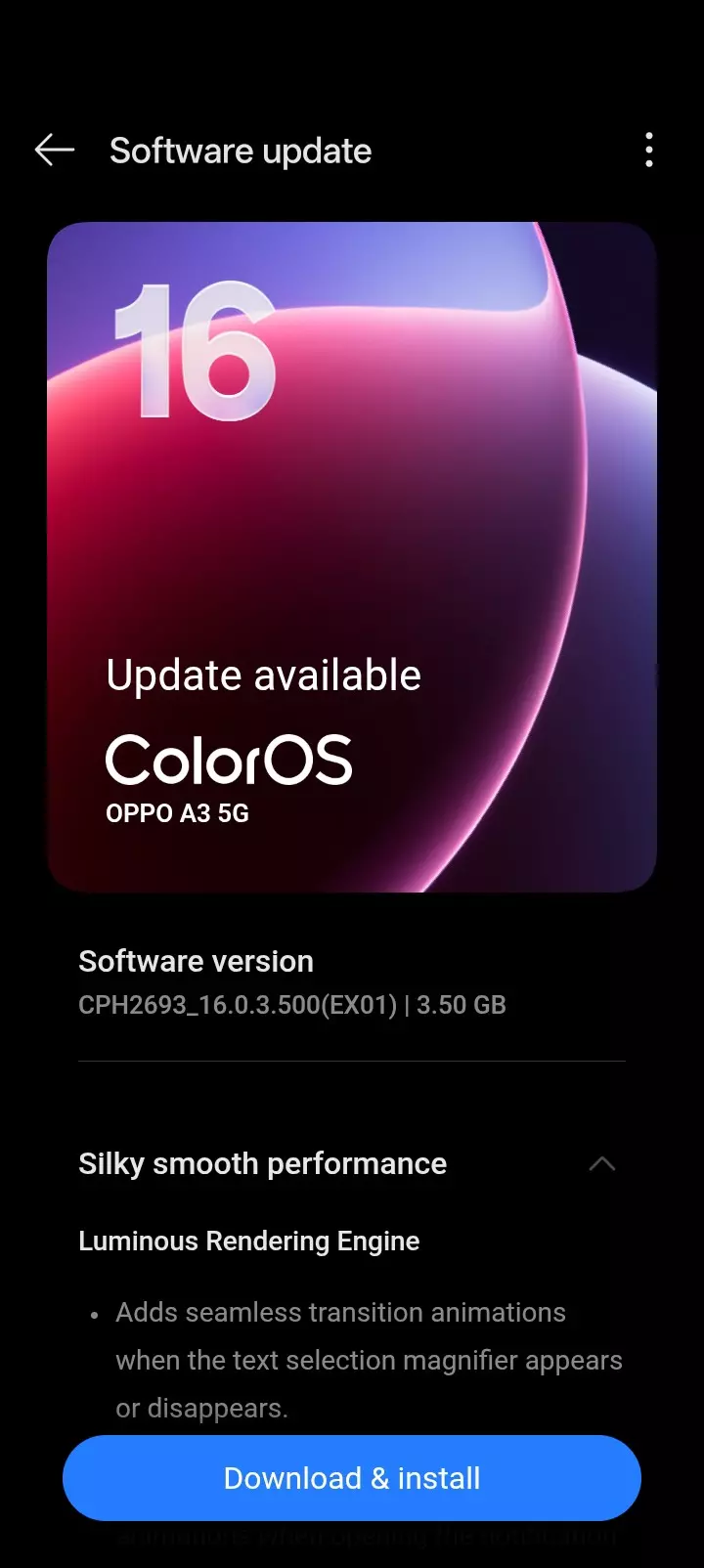 [ Official Beta ] Oppo A3 5g ColorOs 16 x Android 16 has been released.