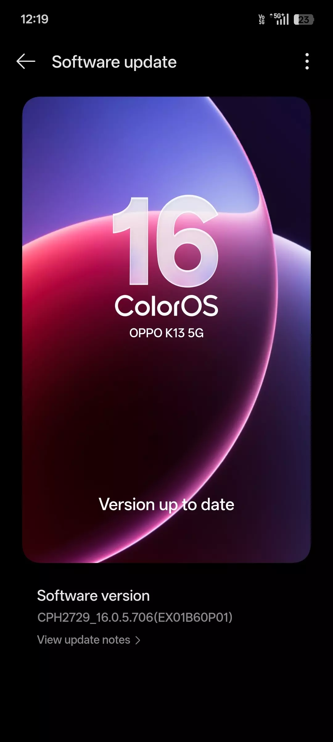 Oppo k13 Color OS 16.1 Update