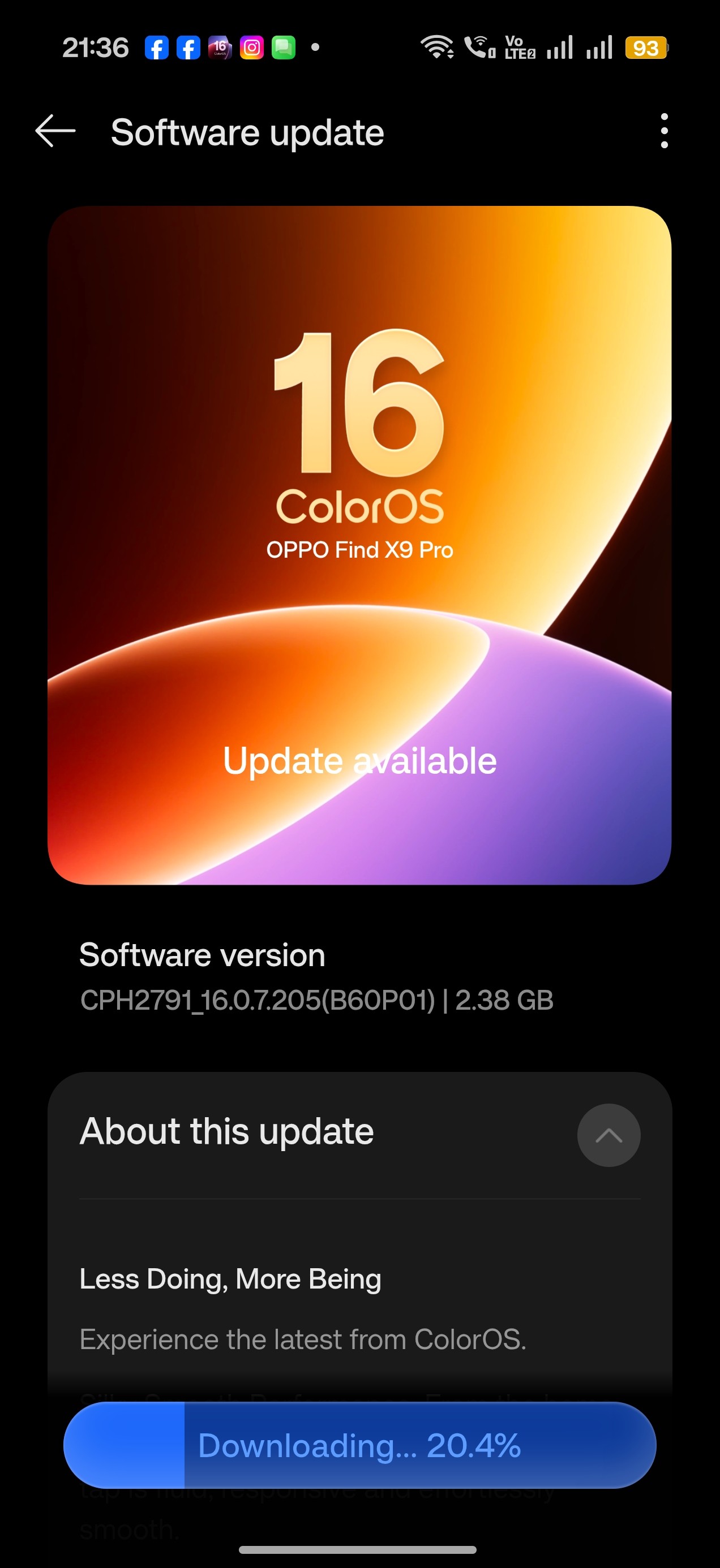 OPPO Find X9 Pro new update ColorOS 16.0.7 RC build CPH2791_16.0.7.205 ...