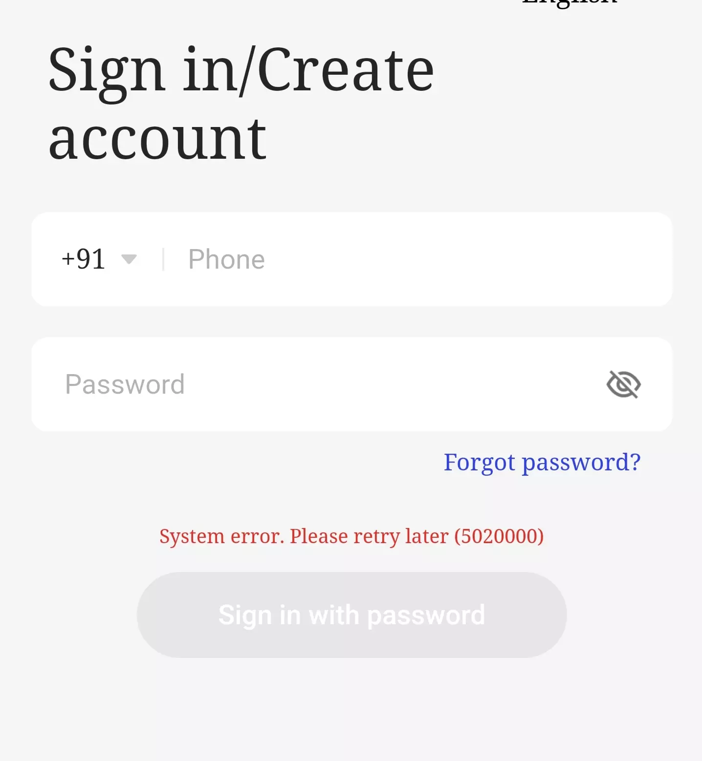 Unable to log-in on mobile