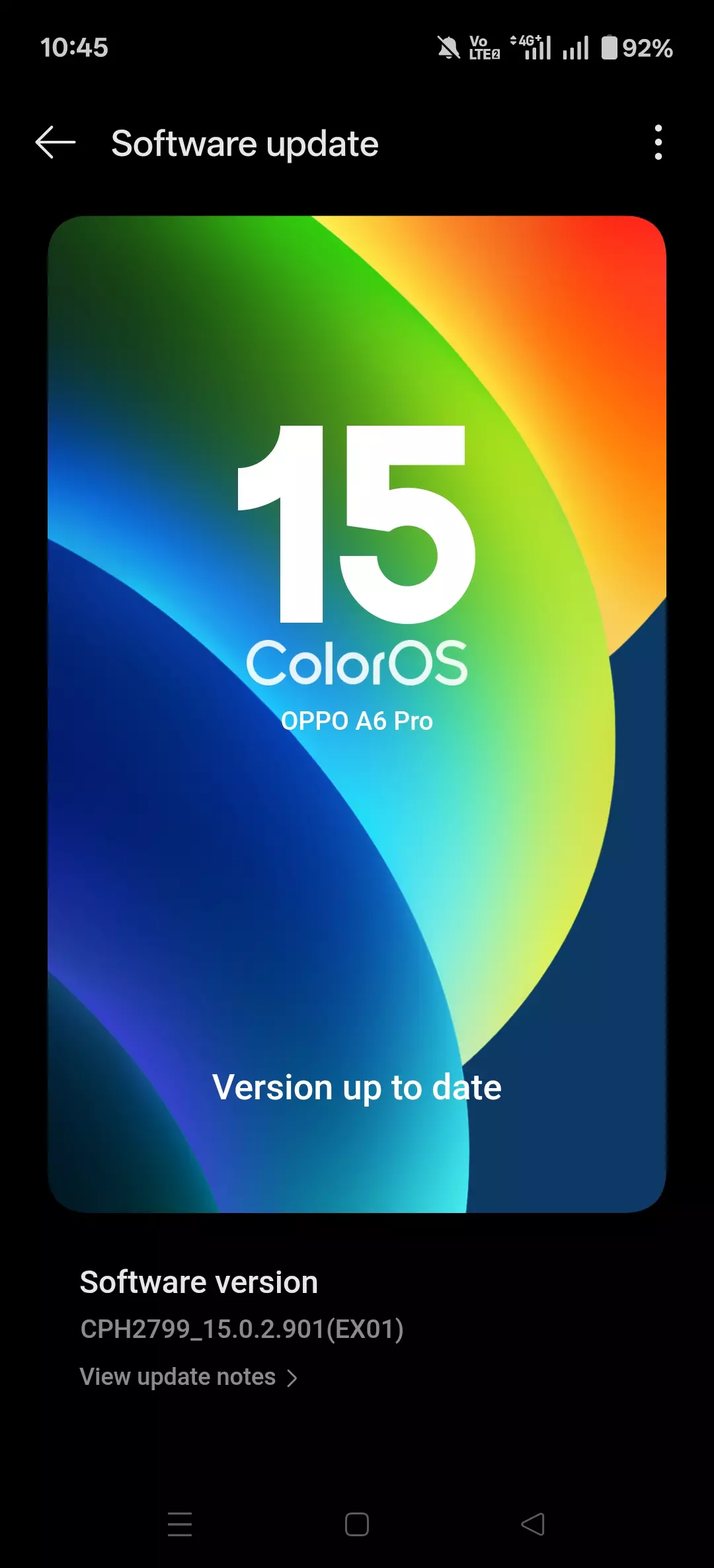 My phone oppo a6 pro colors 16 is update not received