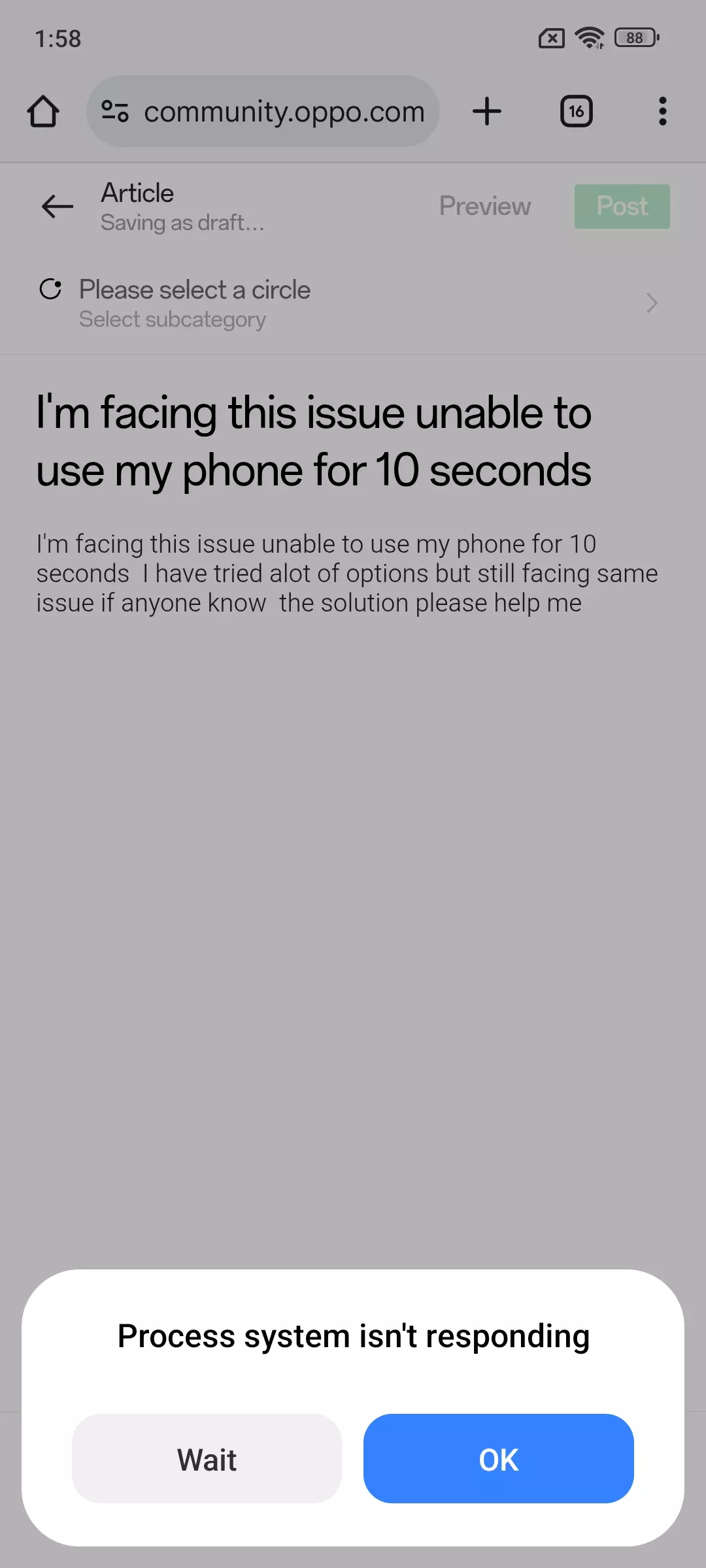 Phone Issue Post I'm facing this issue unable to use my phone for 10 seconds