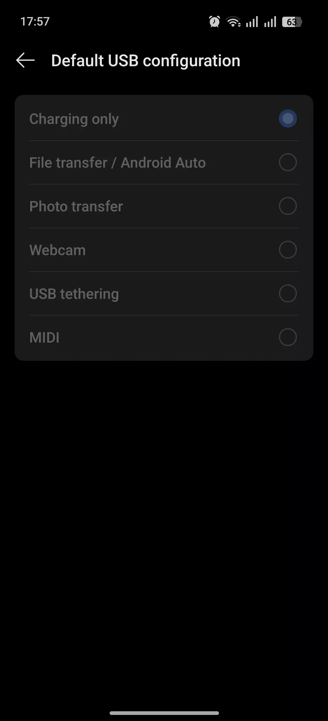 How come default USB configuration greyed out